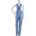 thumbnail image 3 of Feinuhan Womens Blue Denim Jean Straight Leg Distressed Pocket Bib Overalls, 3 of 7
