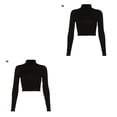 thumbnail image 2 of Jumpingount 2021 mujeres Sexy ceñido al cuerpo fiesta vendaje espalda descubierta correas Clubwear camiseta cuello bajo triangulación de envío Negro M 2piezas Jumpingount CBP167299, 2 of 6