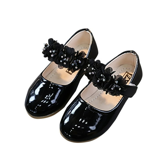 Zanarzt Toddler Girls Mary Jane Dress Shoes Girls Mary Jane Dress Shoes Ballerina Flats for Wedding Party (Toddler/Little Kid/Big Kid) Black,US 10