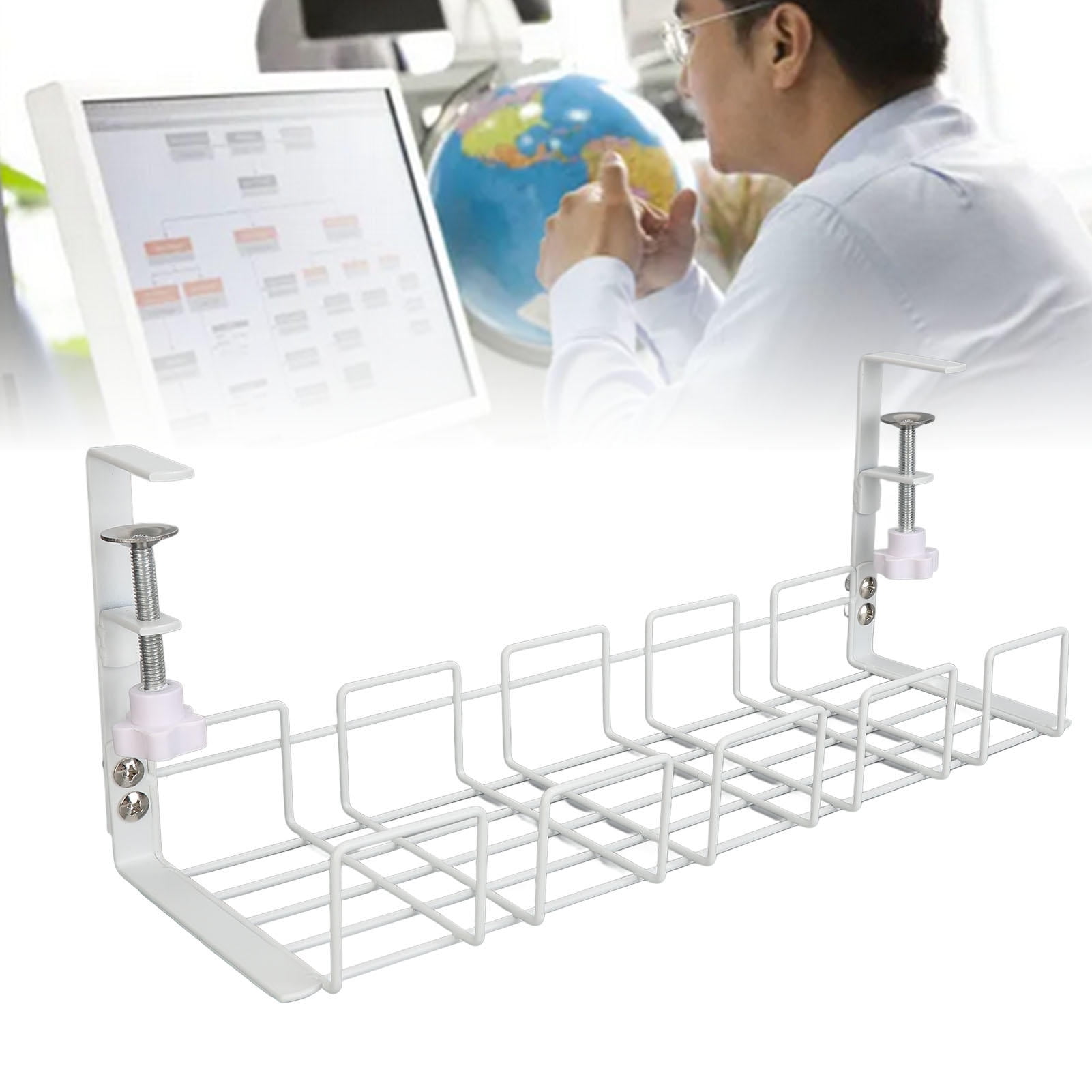BIMZUC Under Desk Cable Tray 40.5cm Steel Wire Management Organizer – Strong Load Bearing, Easy Install, Safe & Space‑Saving for Office & Home