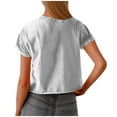 thumbnail image 4 of Htigea Clearance Women's Basic Crop Top Drop Shoulder T Shirt Half Sleeve Cropped Tee Crewneck Short Sleeve Casual Summer Solid Crop Tops Today Sales Gray,XL, 4 of 6