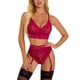 thumbnail image 3 of Conjunto de ropa interior sexy Sujetador de encaje floral Panty Ropa de dormir para mujer Regalo, Rojo vino, S tholdsy XX000056-02, 3 of 7