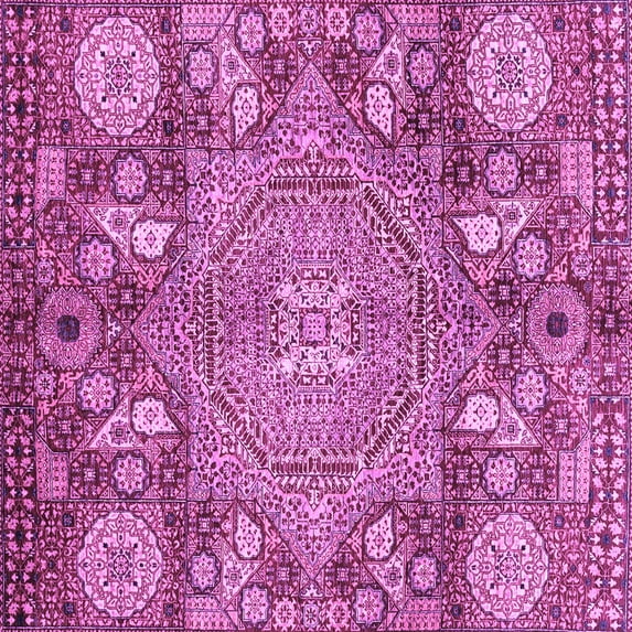 Ahgly Company Indoor Square Abstract Purple Modern Area Rugs, 7' Square