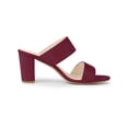 thumbnail image 3 of BLISSFUL STEP Women's Open Toe Chunky High Heel Slide Sandals Burgundy 8, 3 of 6