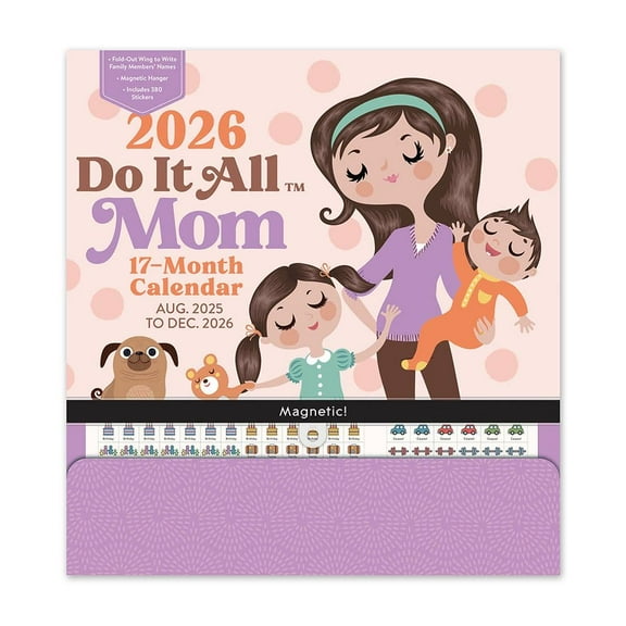 Orange Circle Studio Corporation, Mom Do It All 2026 Wall Calendar, 12'' X 12.8'', 17-Month Calendar with Stapled Binding