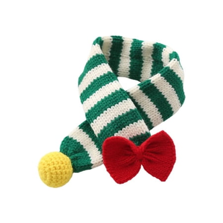1 pcs Creative Knitting Pet Decor Keep Warm Wool Dog Accessories Cat Scarf Kitten Scarves Pet Christmas Scarf GREEN M