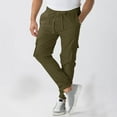 thumbnail image 2 of Qgtaibl Mens Cargo Pants Casual Lightweight Elastic Waist Drawstring Tapered Pant with Pockets Army Green (Men's 1X), 2 of 5