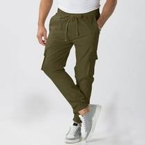 Elvqul Slim Fit Cargo Pants for Men Elastic Waist with Pockets Mens Cargo Pants