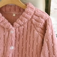 thumbnail image 5 of Women's Flannel Pajama Tops Plush Warm Lounge Button Up Cardigan Sweater with Pockets Long Sleeve Winter Homewear (XL, Pink), 5 of 7