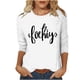 thumbnail image 1 of Mujeres Tres Cuartos de Manga Tops Día de la Mujer Impreso Cuello Redondo Blusa Suelta, Suéter de Manga Casual 3/4 para el Uso de Primavera Y Verano, 1 of 5