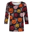 thumbnail image 5 of CLOISE 3/4 Length Sleeve Womens Tops Halloween Plus Size Crew Neck Trendy Shirts Pumpkin Pullover Fall Loose Clothing for Daily Wear Multicolor 5XL, 5 of 5