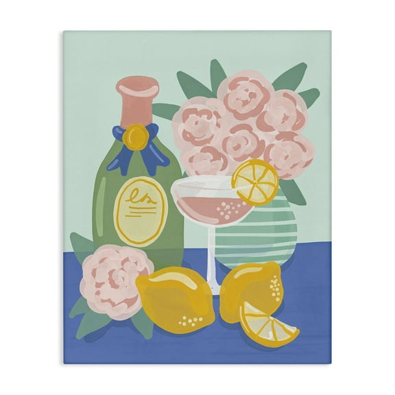 Stupell Industries Lemons & Drinks Still Life Food & Beverage Painting Wrapped Canvas Art Print Wall Art, 16 x 20