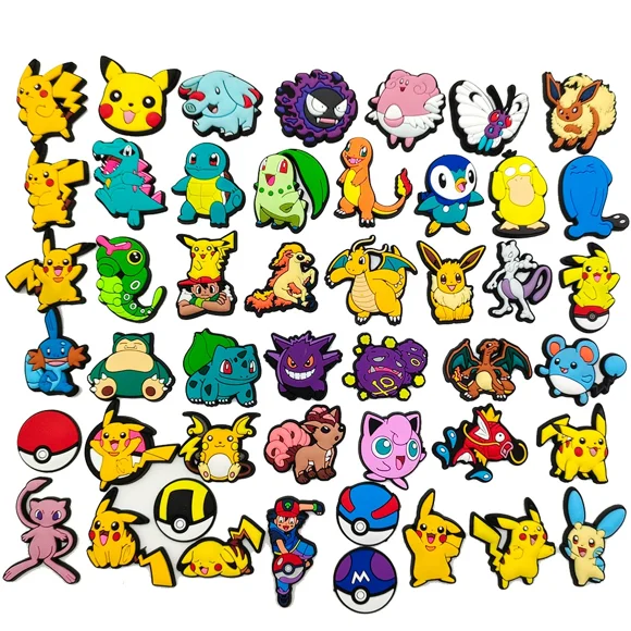 47 Cute Cartoon Pikachu and Pokémon Series Clogs with Decorative Shoe Flowers and Buckles (DIY)