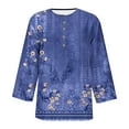 thumbnail image 4 of Patlollav 3/4 Sleeve Shirt for Women's Fashion Printed T-Shirt Mid-Length 3/4 Sleeves Blouse Round Neck Casual Tops, 4 of 6