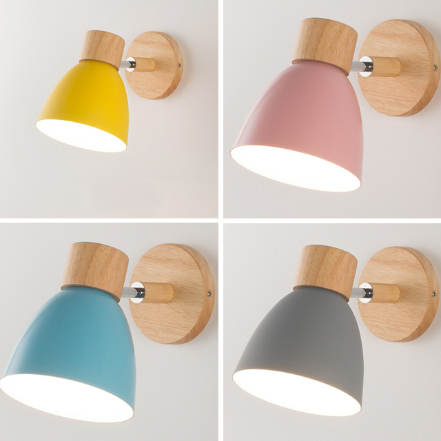 Nordic Metal Iron Macaron Mesita de noche Simple Modern Wall Light Blue ACTIVE Biensenido a ACTIVE