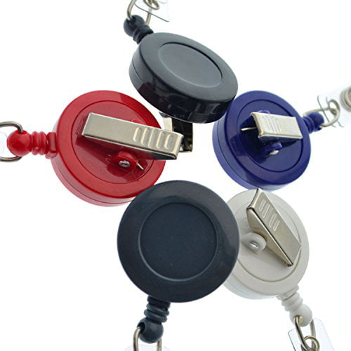 15 Pack of Premium Retractable ID Badge Reels with Alligator Clip in Solid  Colors (Assorted Colors) 