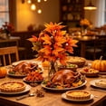thumbnail image 6 of Fall Decorations Artificial Orange Maple Leaf Bouquet,Autumn Floral Branch Table Arrangement,Thanksgiving Halloween Vase Filler Decor For Dining Room Shelf Mantel Photography Props, 6 of 6