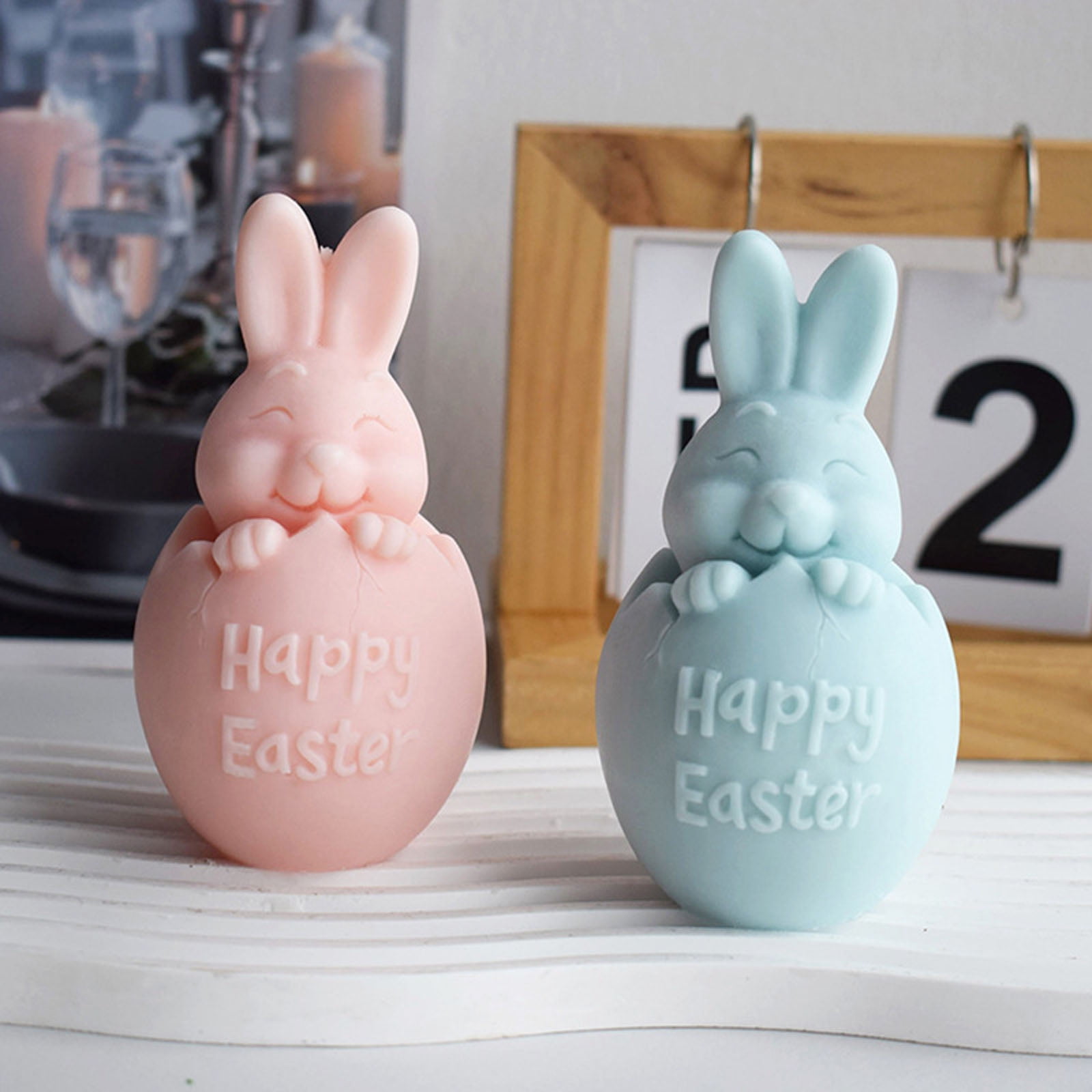 3D Easter Bunny Egg Silicone Candle Mold Decor Clay Resin Soap Mould Handmade Candle Making Fondant Cake Baking Decor