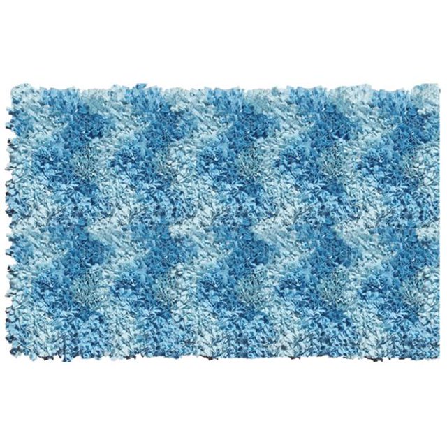 Shaggy Raggy Blue Chevron Rug