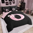 thumbnail image 2 of Manfei Cute Girls Bowknot Bowtie Twin Bedding Sets 7-Piece, Monogrammed Bedding Comforter Set, Personalized Letter O Sheet Sets, Lightweight Bedroom Decor, 2 of 6