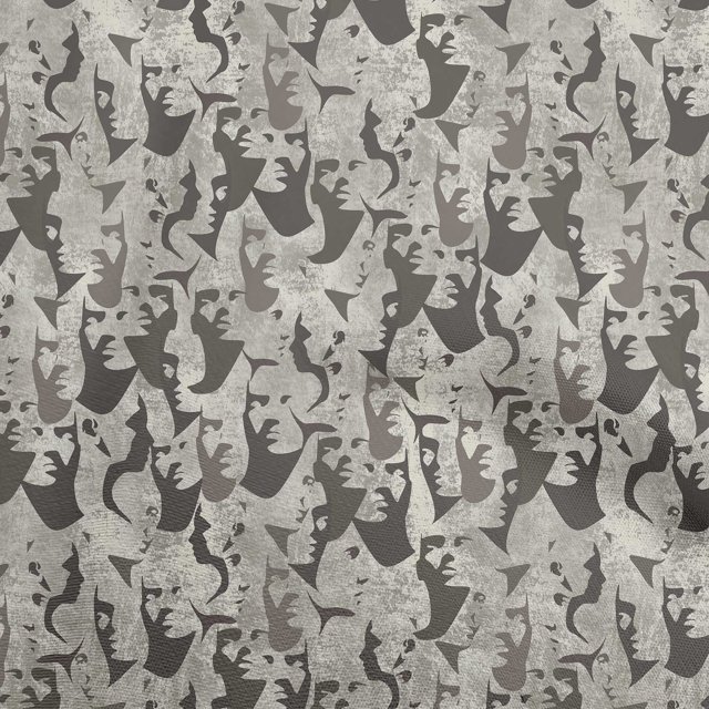 oneOone Polyester Spandex Gray Fabric Abstract Face Sewing Craft Projects Fabric Prints By Yard 56 Inch Wide
