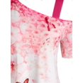 thumbnail image 3 of Talla grande taza de cuello floral mariposa impresión tee Rosegal Camisetas tallas grandes, 3 of 5
