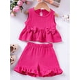 thumbnail image 3 of HWJAD Toddlers and Baby Girls' Cotton Linen Sleeveless Tank Tops & Shorts Set Cute Summer Outfits, 3 of 9