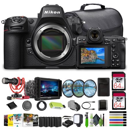 Nikon Z8 Professional Full Frame Mirrorless 8K Video & Stills Hybrid FX Camera   3x EN-EL15C Battery   2x 64GB Memory Card  Photo Editing Software   Mic   External Monitor   More