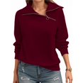 thumbnail image 1 of Sudadera con Cremallera para Mujer, Cuello Alto, Larga, Informal, Holgada, Tops Vino Tinto XXL, 1 of 7