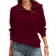 thumbnail image 1 of Sudadera con Cremallera para Mujer, Cuello Alto, Larga, Informal, Holgada, Tops Vino Tinto M, 1 of 7