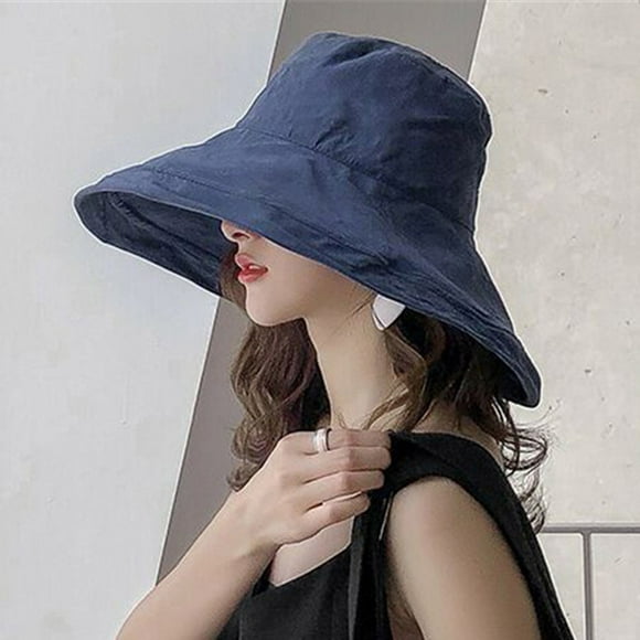 Fesfesfes Women Sun Hat Foldable Solid Color Bucket Hat Leides Fisherman Hat Elegant Beach Hat