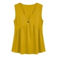 thumbnail image 5 of Miqool Women's Peplum Tank Tops Summer Dressy Casual Sleeveless V Neck Button Ruffle Hem Flowy Babydoll Shirts Beach Vacation Blouses, 5 of 8