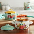 thumbnail image 3 of The Pioneer Woman Breezy Blossom Enamel on Steel 1.05-QT Mini Dutch Ovens, 2-Pack, 3 of 7