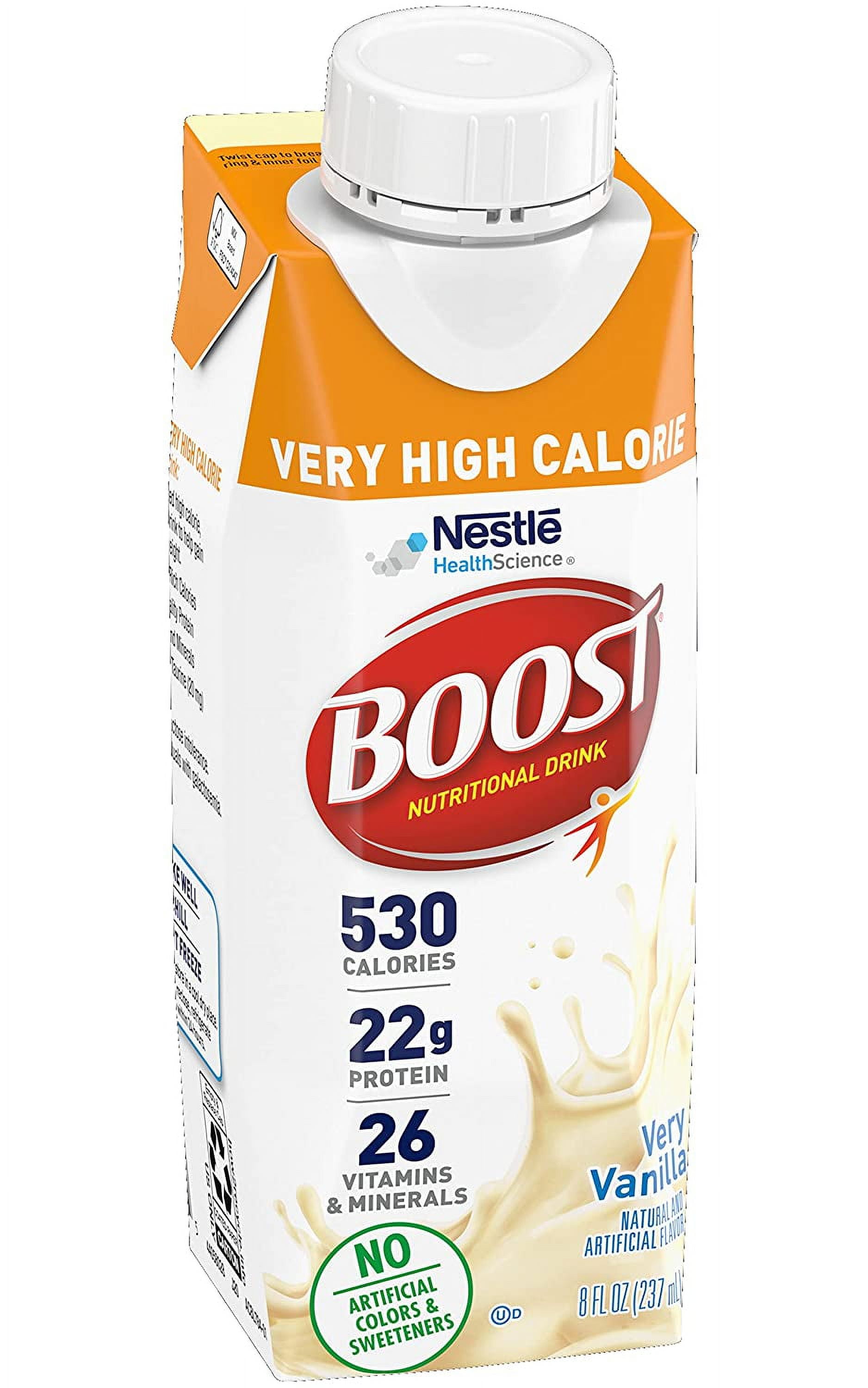 Boost Very High Calorie Nutritional Drink, Very Vanilla, 8 FL OZ (Pack of 3)