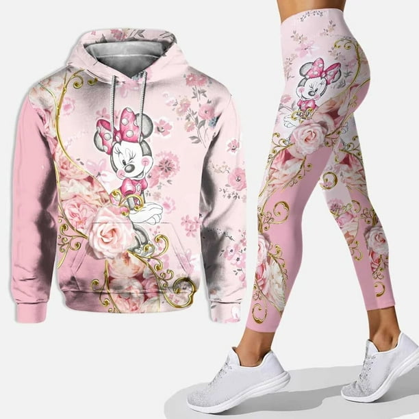 Sudadera con capucha de Minnie Mouse 3D para mujer conjunto de pantalones de Yoga de Mickey pantalones de chandal de Disney Leggings de Yoga chandal de moda nuevo Walmart en linea