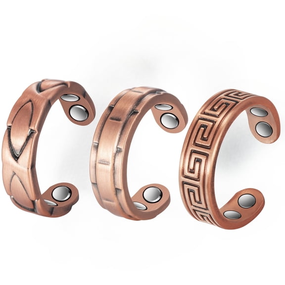 Wollet Copper Magnetic Rings Set for Women, Copper Jewelry Gift for Mom Wife Daughter