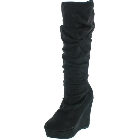Spirit Moda Emma-1 Women's Slouchy Platform Wedge Heel Knee High Boots