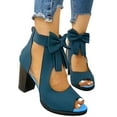 thumbnail image 4 of AXXD Blue Heeled Sandals for Women Summer Beach Trendy Chunky Mothers Day, 4 of 7