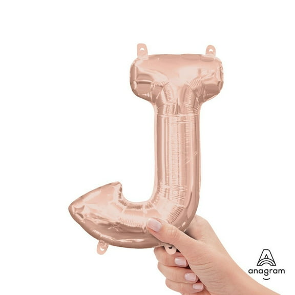 16 inch Letter J - Anagram - Rose Gold (Air-Fill Only) Foil Mylar Balloon - Party Supplies Decorations
