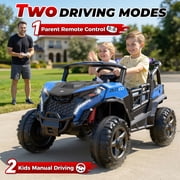 TOKTOO 24 Volt Ride on Toy for Big Kids, 24V Ride Ons with 4 Power EVA Wheels, 24V 2 Seater Battery Powered Ride on UTV Car, 4WD, 800W, 5.1 Mph, Kid Electric Car with Remote Control, Aged 3-8Y, Blue