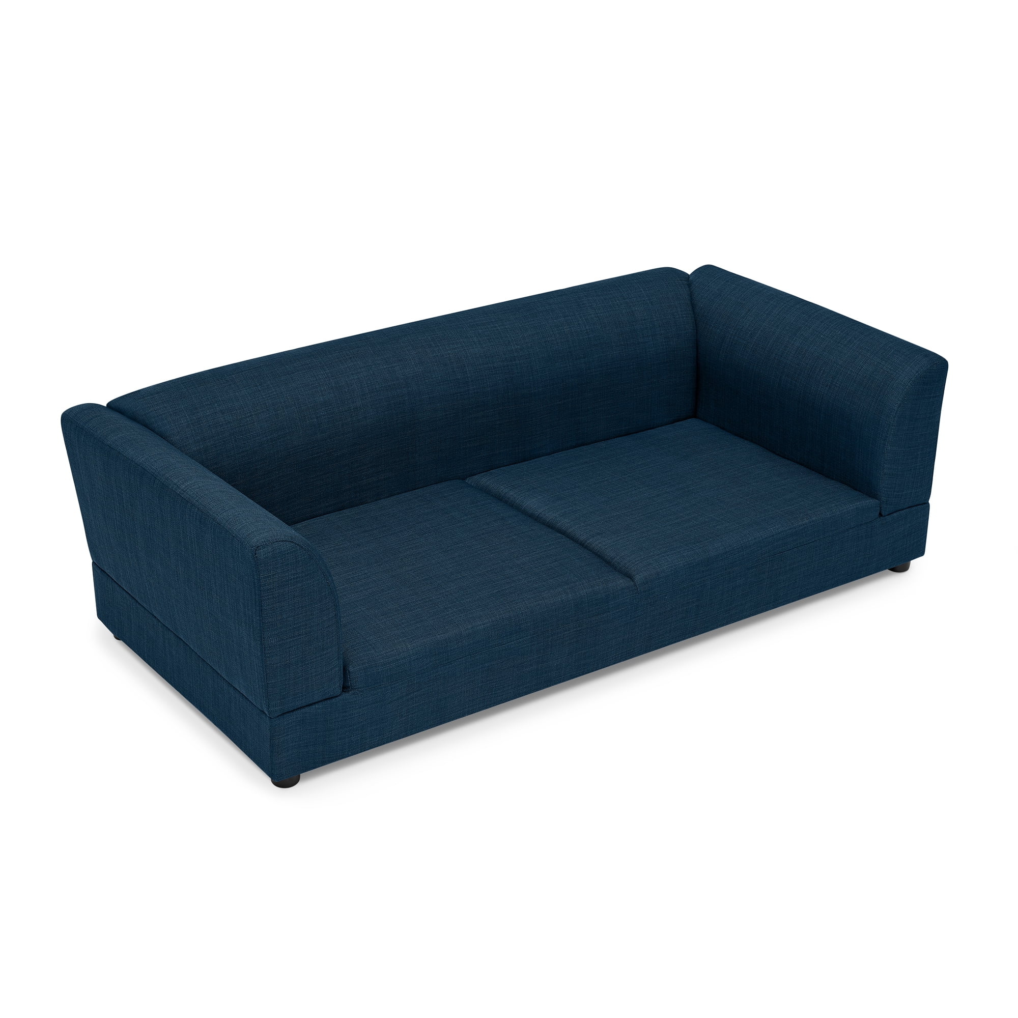 Oversized Pet Sofa for Medium/Large Dogs, Modern Rectangular Design with Backrest, Armrests & Soft Cushion, Dark Blue (56.5"*26"*17")