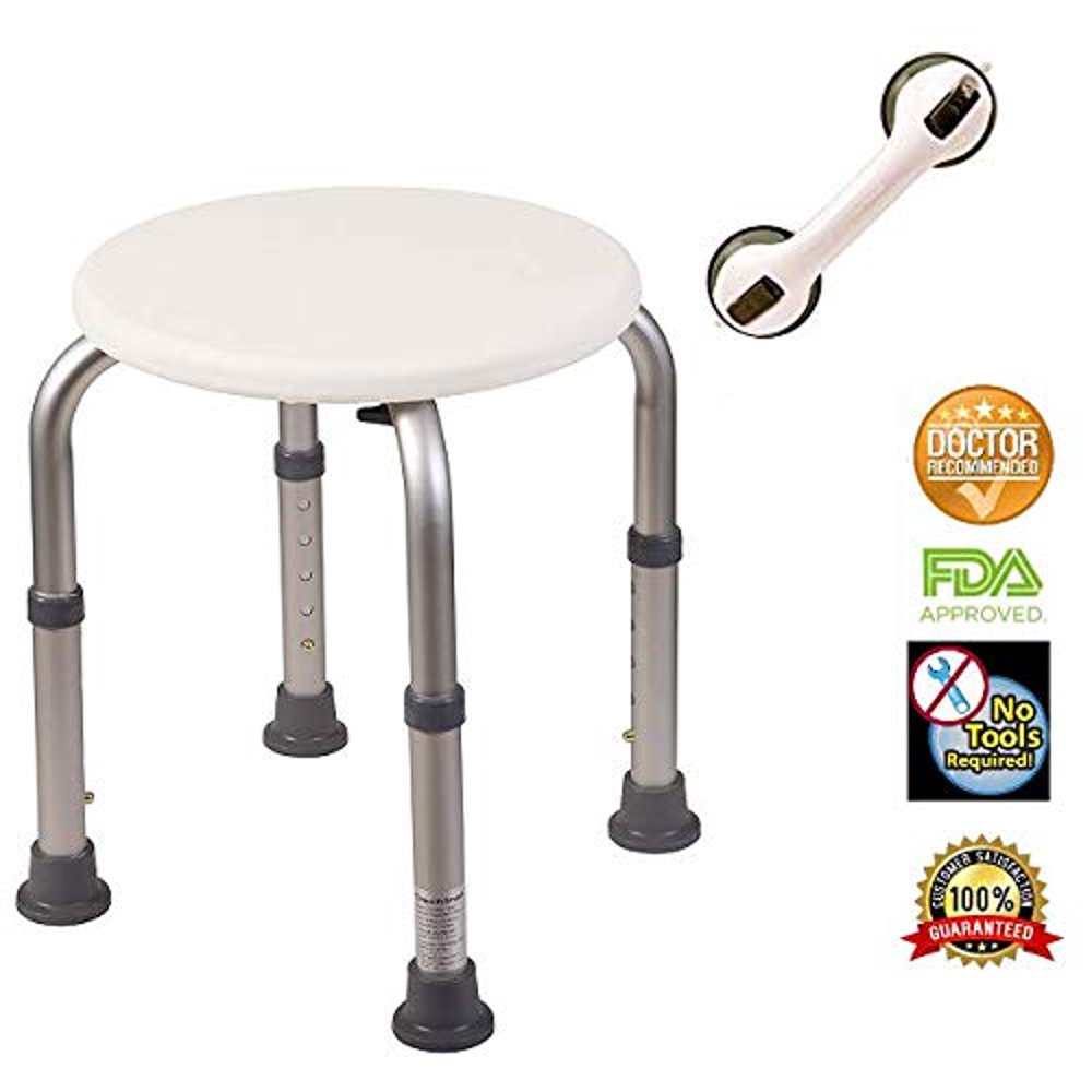 HEALTHLINE Round Shower Stool for Bathtub with Free Balance Assist