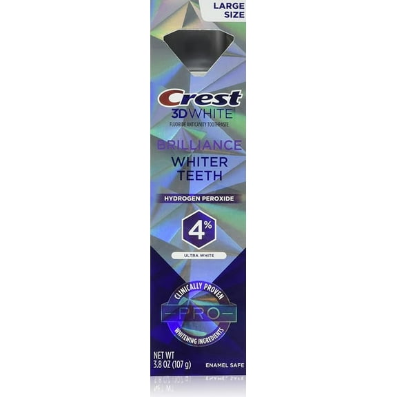 Crest 3D White Brilliance NG01 Pro Ultra White Teeth Whitening Toothpaste, 3.8 oz, Anticavity Fluoride Toothpaste, 4% Hydrogen Peroxide, Active Whitening Protection