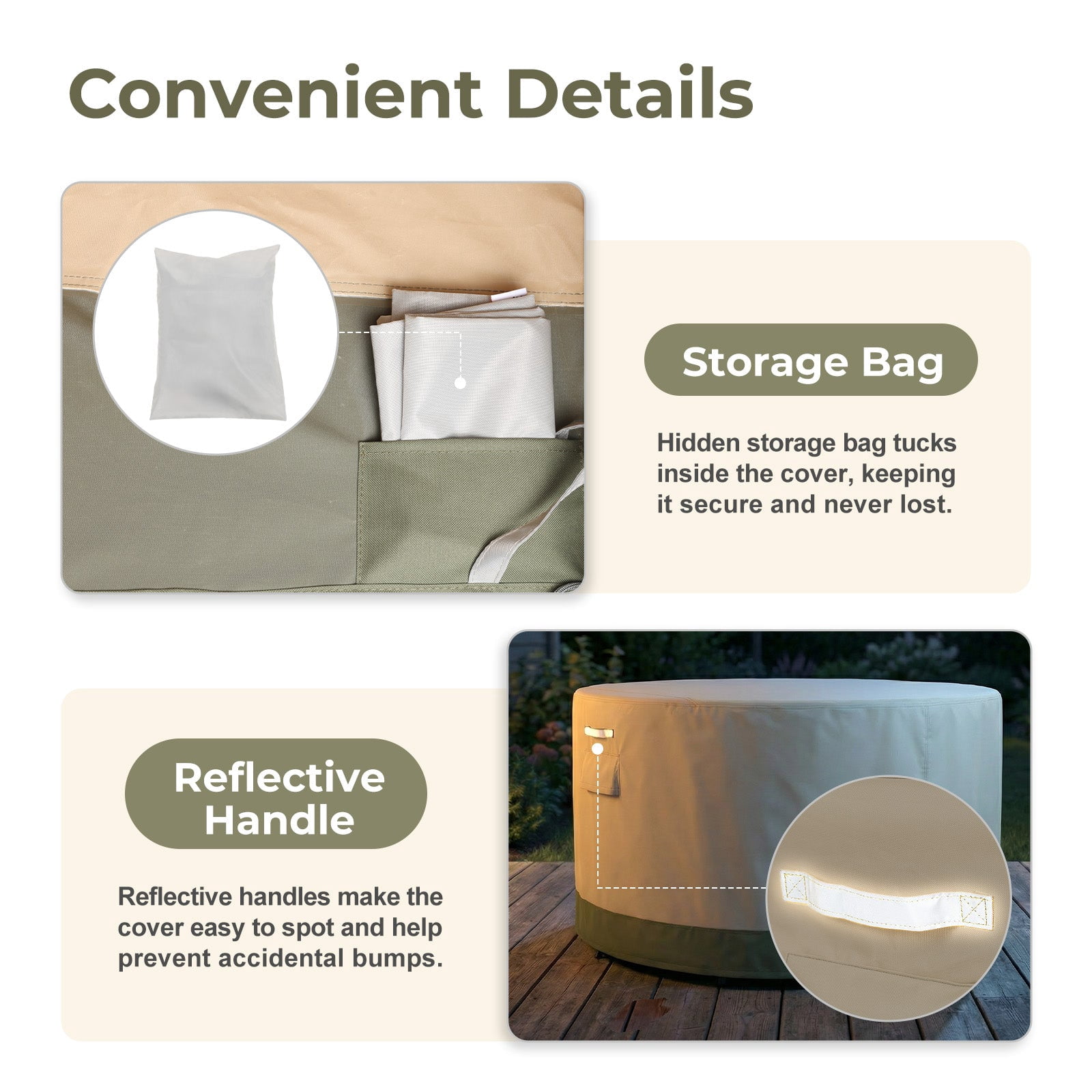 BPS Waterproof Patio Table and Chairs Cover, 600D Anti-UV Outdoor Dining Furniture Set Cover with Air Vent and Storage for Patio Round Sectional Set, 72''Dia x 32''H