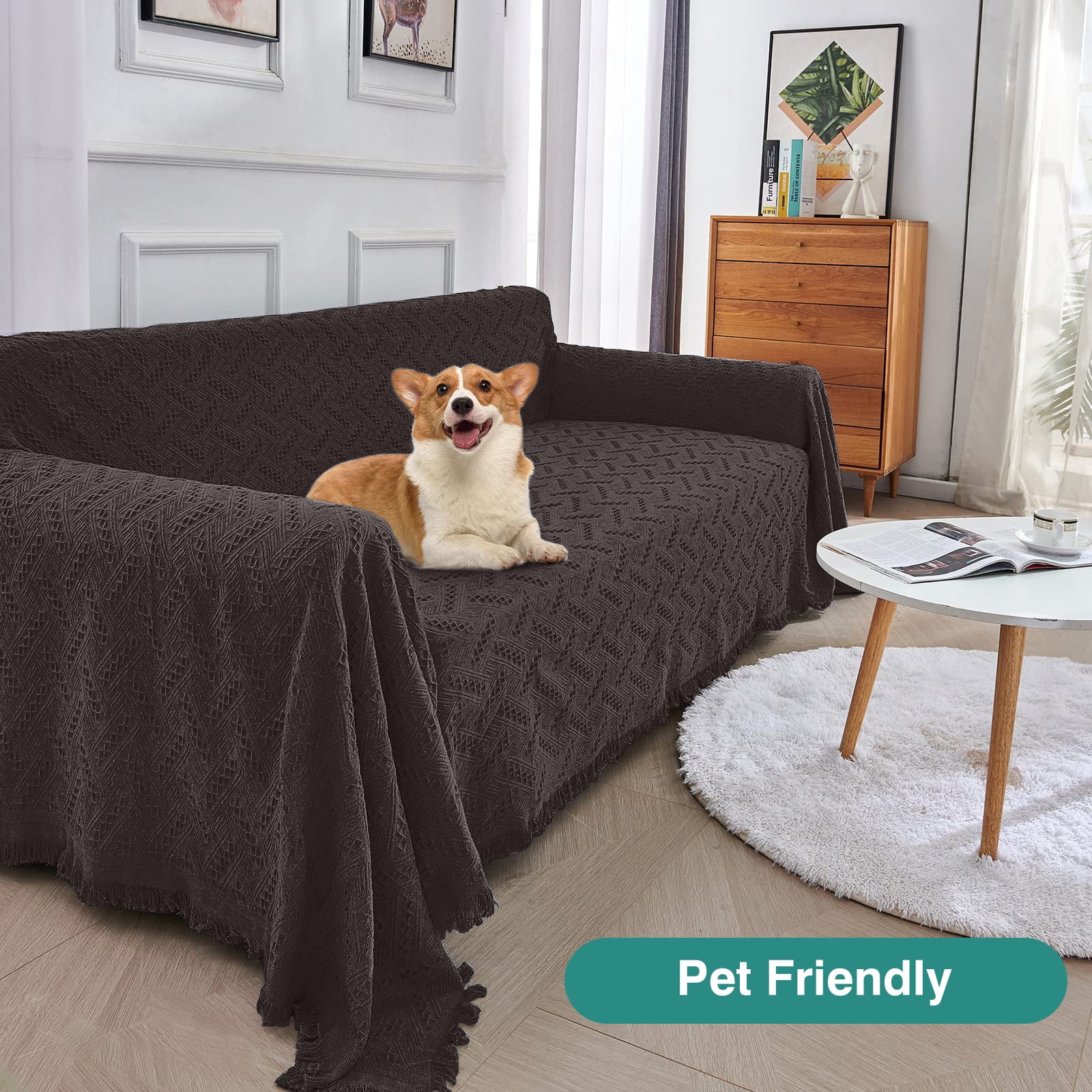 Sanmadrola Sofa Cover, Couch Covers for 2 Cushion Couch Sofa, Sectional Couch Covers for L Shaped Couch Cover, Living Room Sofa Throws Sofa Slipcovers for Pets, Kids (71"x 102",Loveseat, Chocolate)