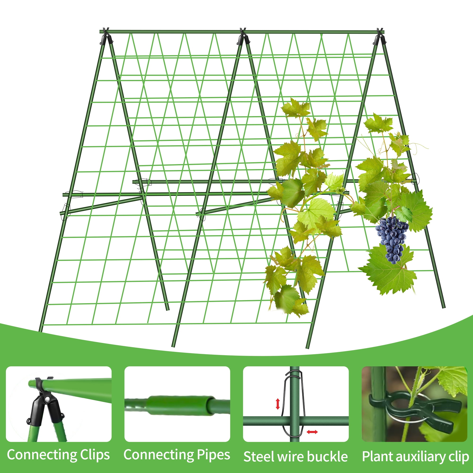 Cucumber Trellis for Climbing Plants Outdoor,48 X 48In Foldable A-Frame Trellis Tall Cucumber Trellis for Raised Bed Garden Trellis for Vegetables with Climbing Net for Bean Squash,Grape Zucchini