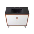 thumbnail image 6 of Sink Vanity Cabinet, Cherry White Black, Wood, Mid Century Hotel Bedroom Bathroom, Modern Contemporary HB34092, 6 of 9