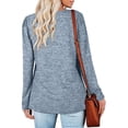 thumbnail image 4 of Camiseta de manga larga para mujer, ligera, cómoda, de color liso, holgada, cuello redondo, azul claro, talla XL, primavera-otoño-invierno, 4 of 6