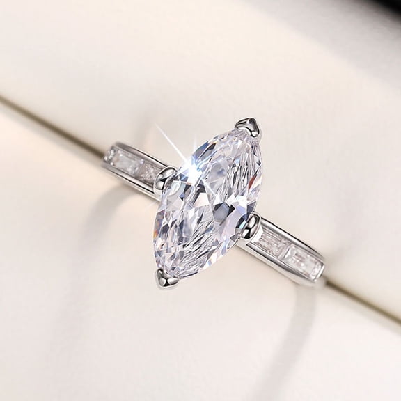 L.YY Marquise Clear Stone Ring, Size: 7