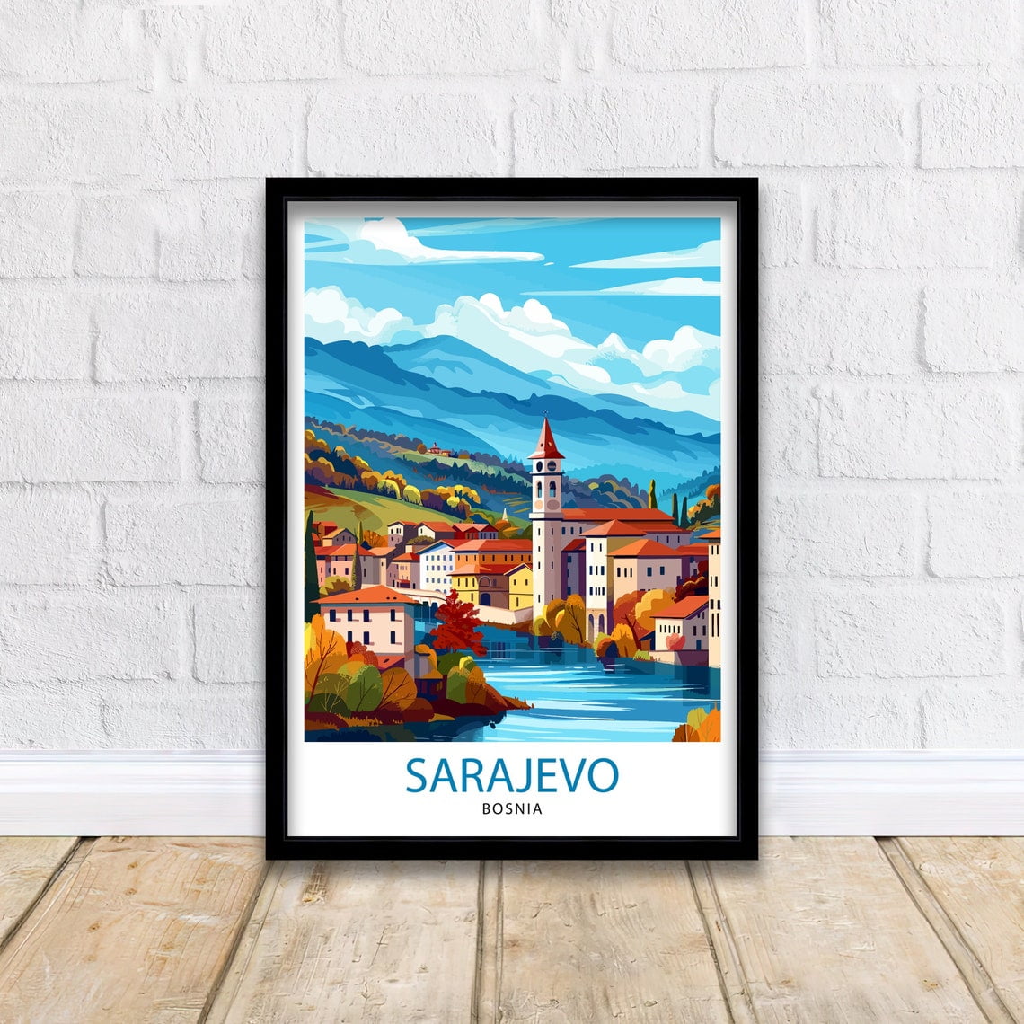 Sarajevo Bosnia and Herzegovina Travel Print Wall Decor Wall Art Sarajevo Wall Hanging Home Décor Sarajevo Gift Art Lovers Balkan Art Lover, Poster Only